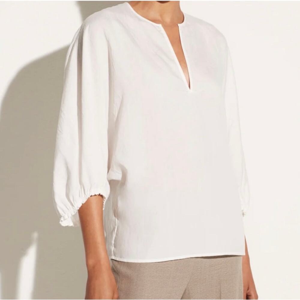 Vince. Poet Sleeve Blouse White Small Oversized Casual Quiet Luxury Minimalist